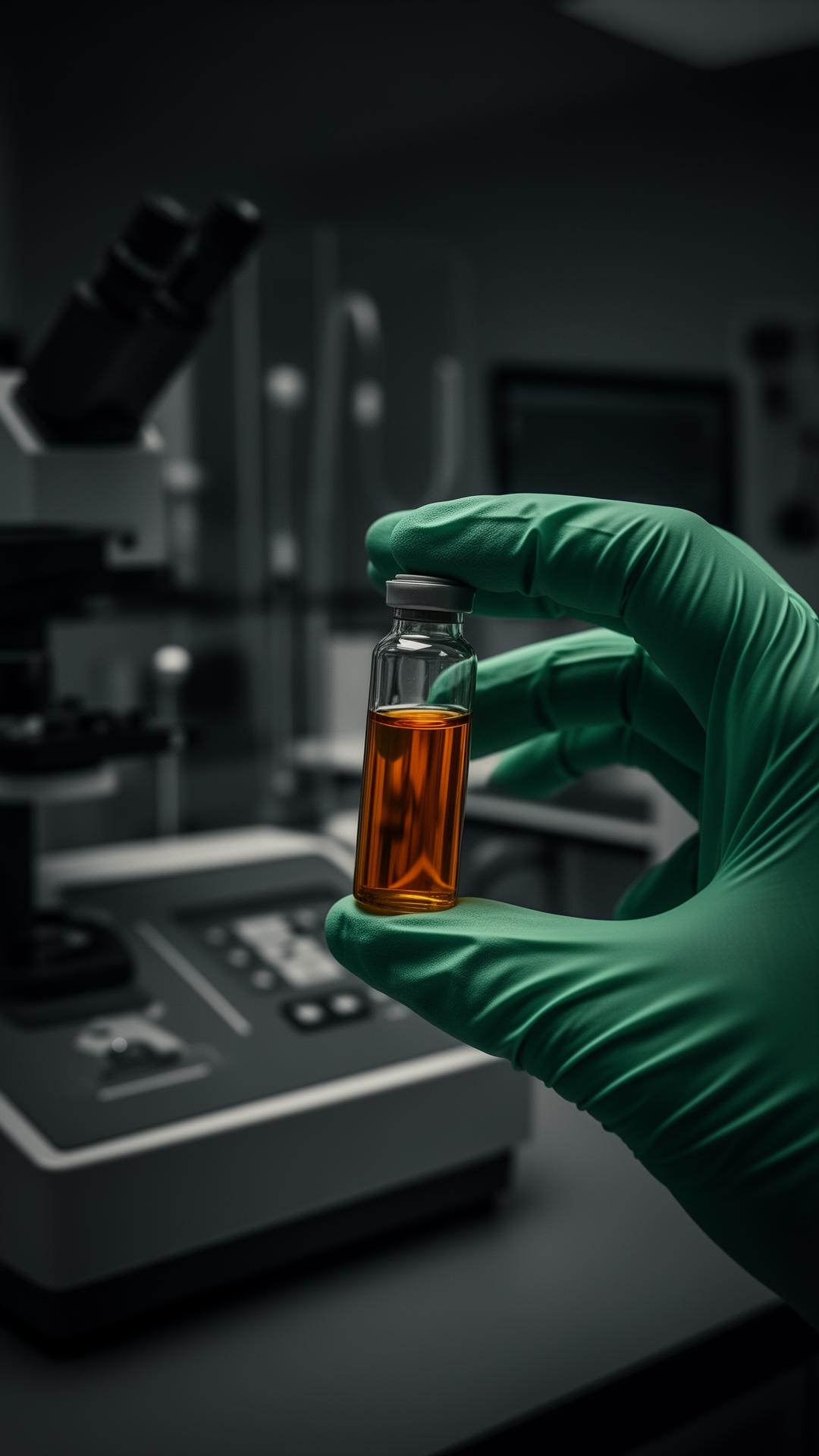 Lubricant sample in analysis laboratory