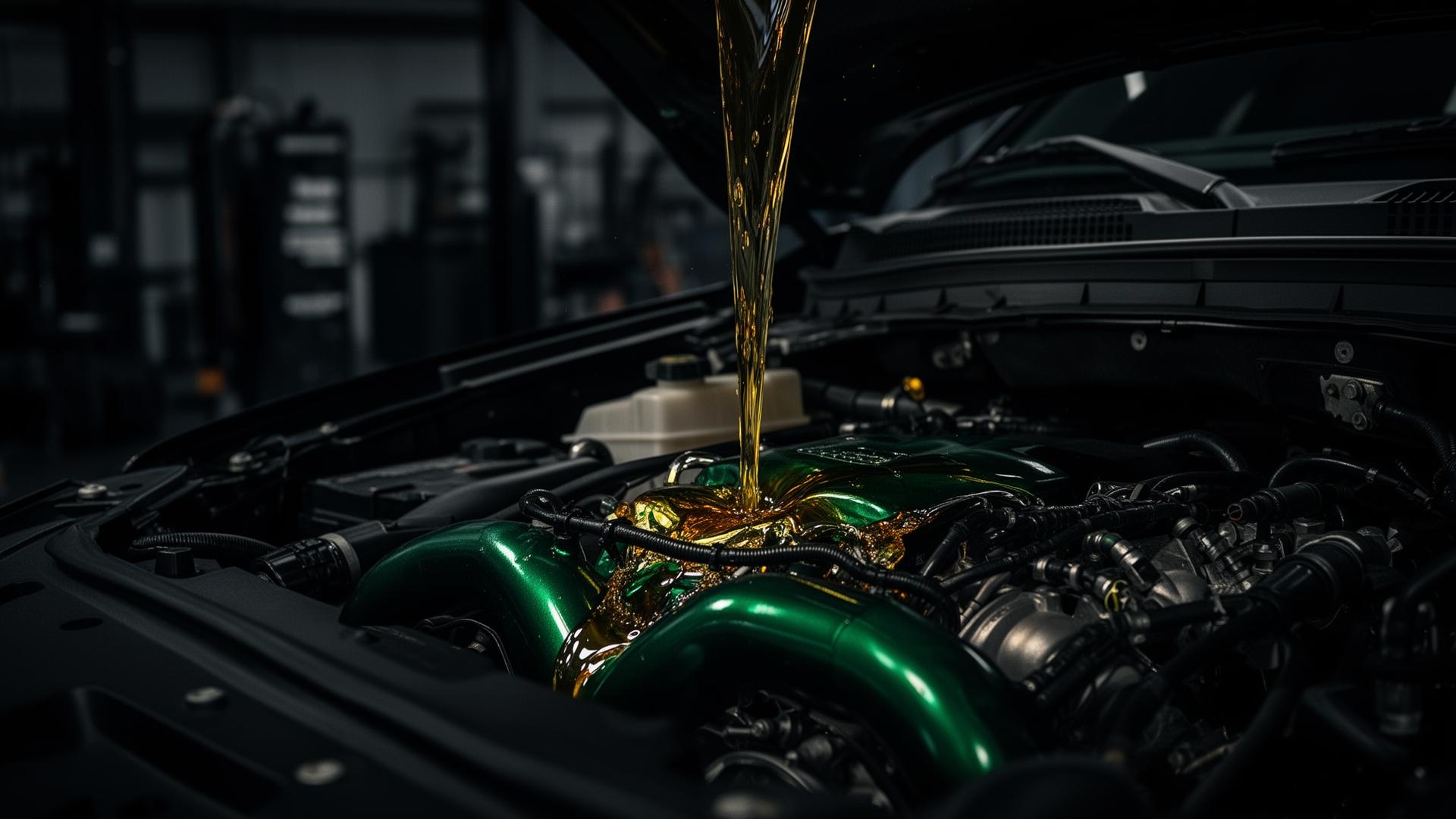 Industrial engine being lubricated